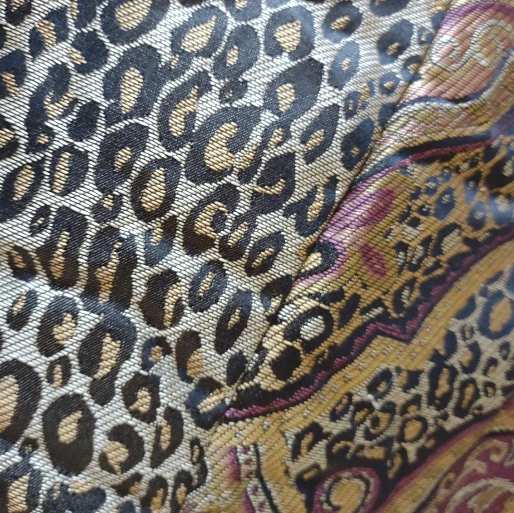 4 items Set embroidery leopard burgundy comforter bedskirt 2 pillow covers